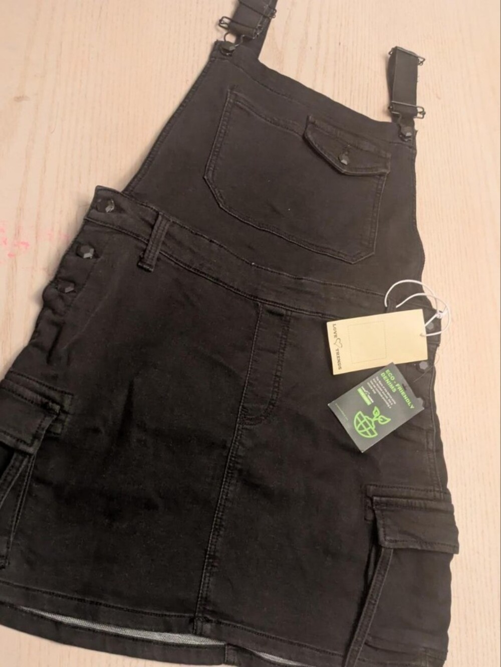 Black Denim Utility Skirt with Pocket Detail